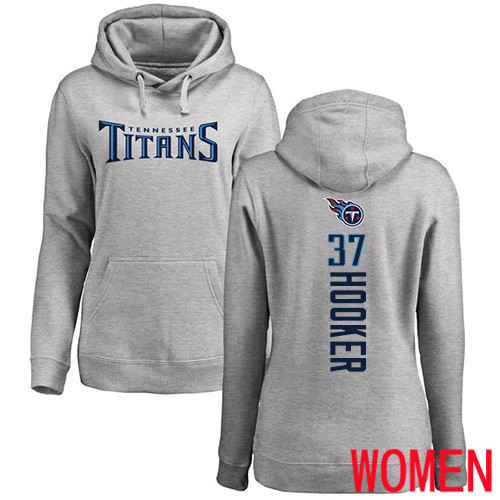 Tennessee Titans Ash Women Amani Hooker Backer NFL Football 37 Pullover Hoodie Sweatshirts